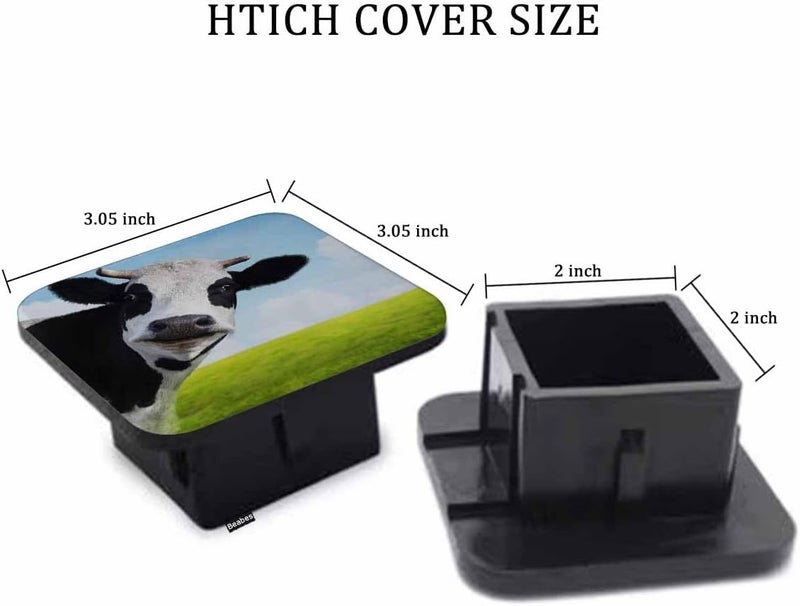 Beabes Cow Receiver Hitch Cover, Cute Farm Cattle Cow Milk Green Meadow Towing Hitch Cover Plug Fits 2 Inch Receivers, Funny Hitch Tube Covers Trailer Hitch Accessories for Men Women - Image 2